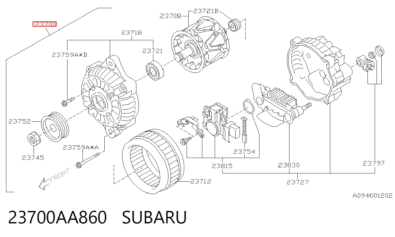 23700AA860 Subaru Авто генератор