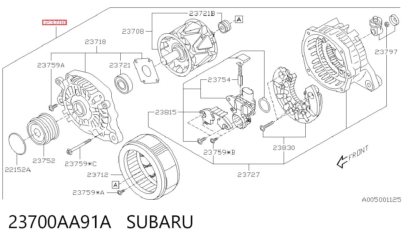23700AA91A Subaru Авто генератор