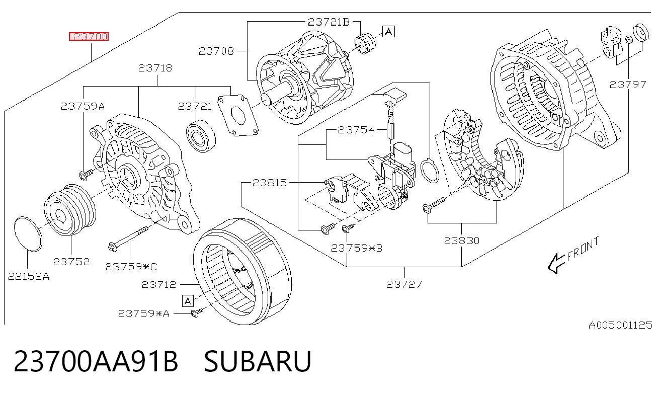 23700AA91B Subaru Авто генератор