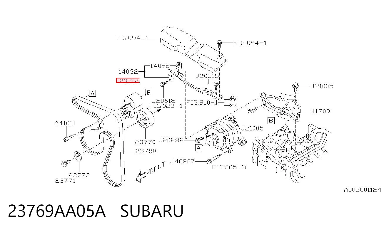 23769AA05A Subaru Натяжна планка поліклинового ременя