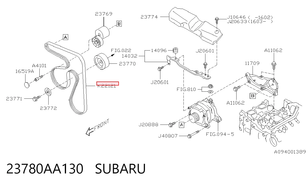 23780AA130 Subaru Поліклиновий ремінь