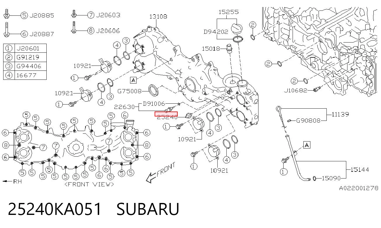 25240KA051 Subaru Датчик показника тиску масла