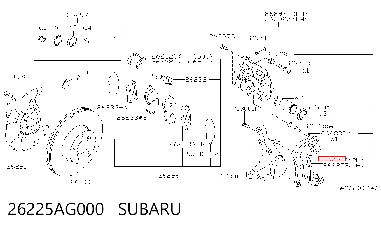 Ремкомплект суппорта гальмівного, переднього Subaru Impreza III