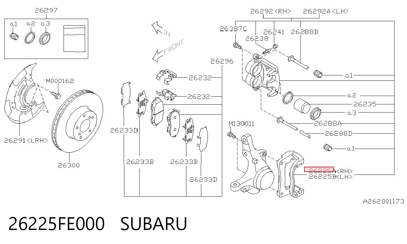 26225FE000 Subaru Скоба гальмівного супорта переднього