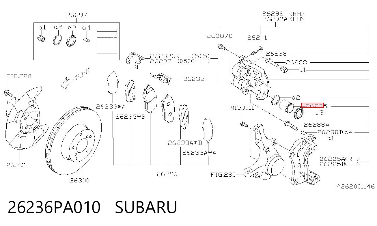26236PA010 Subaru Поршень гальмівного супорта переднього