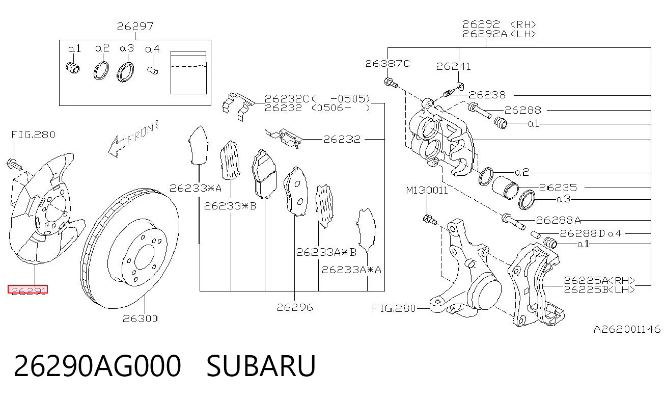 26290AG000 Subaru Захист гальмівного диска переднього