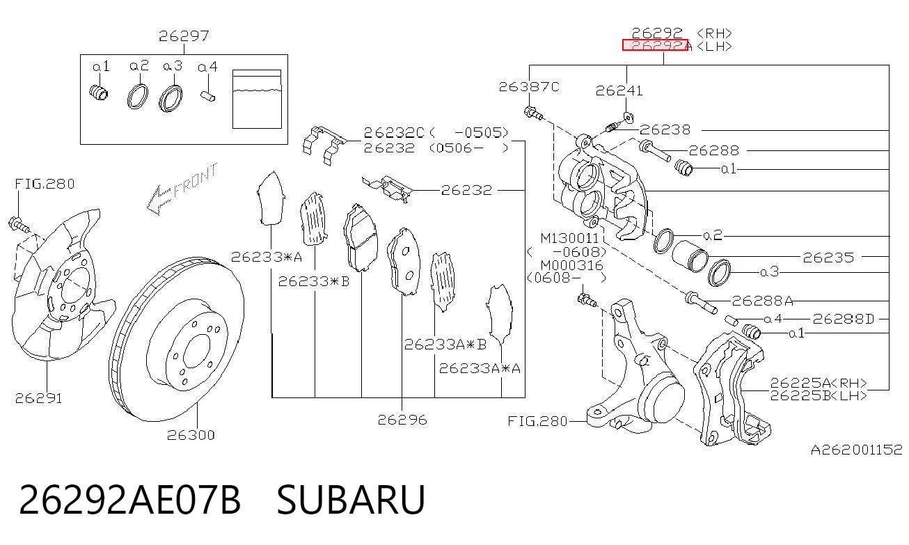 26292AE07B Subaru Супорт тормзной
