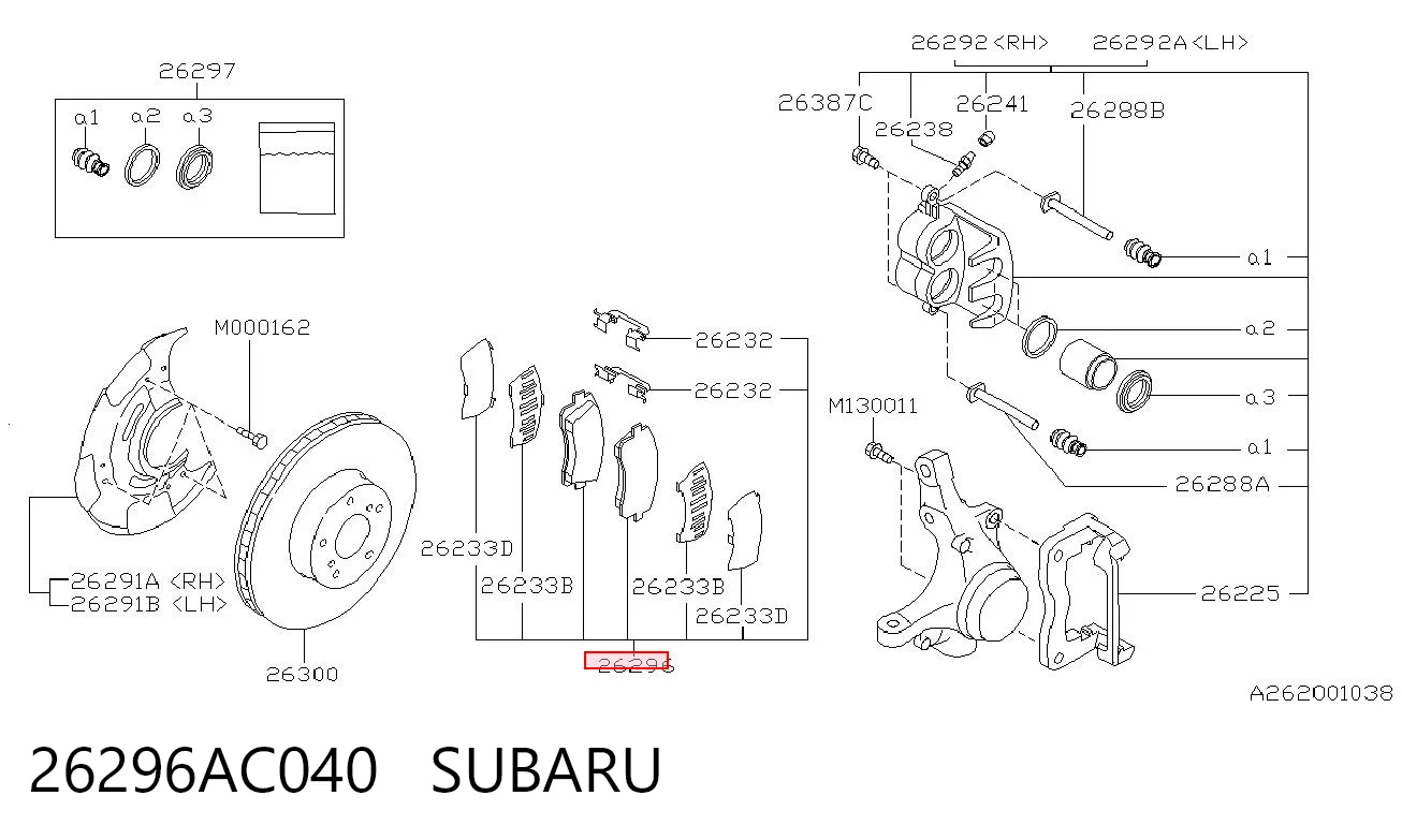 26296AC040 Subaru Передні гальмівні колодки