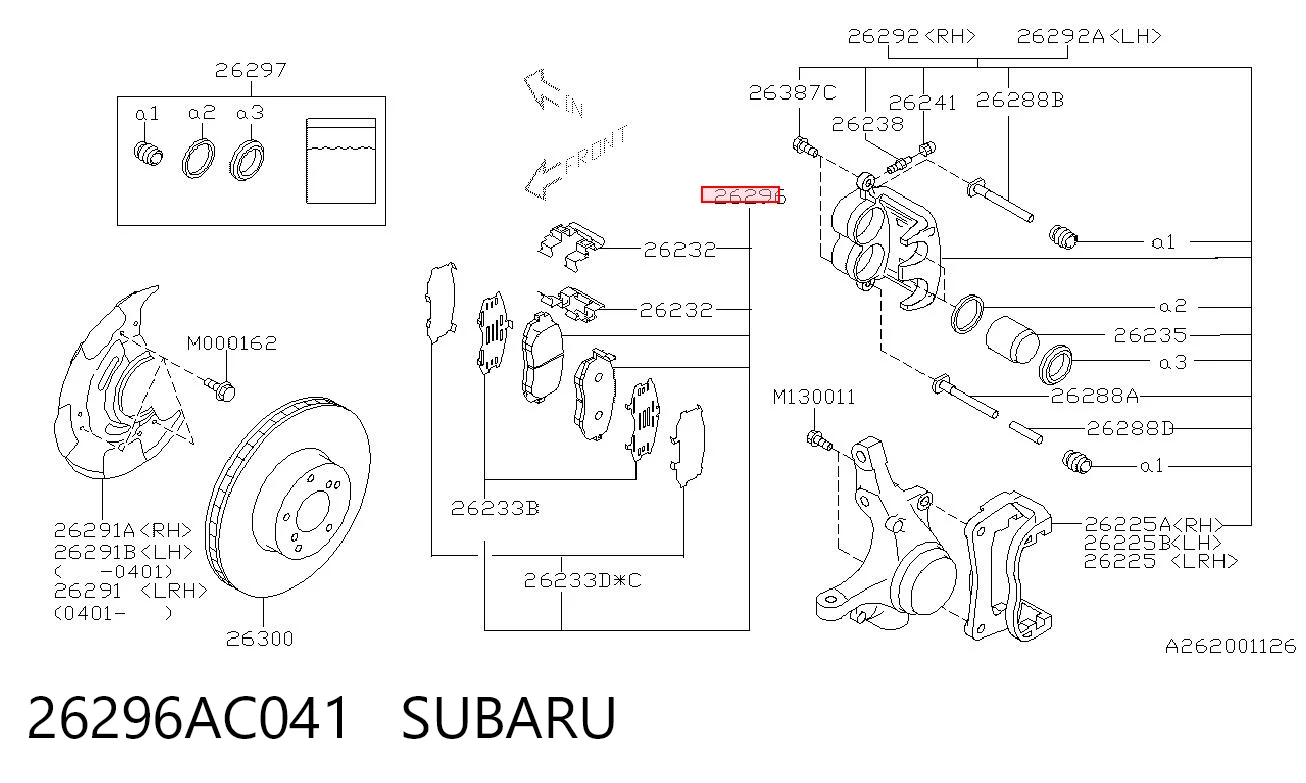 26296AC041 Subaru Передні гальмівні колодки