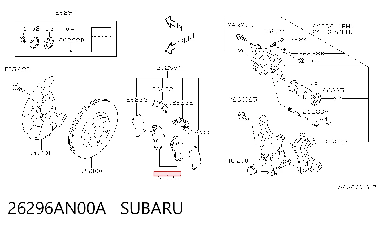 26296AN00A Subaru Передні гальмівні колодки