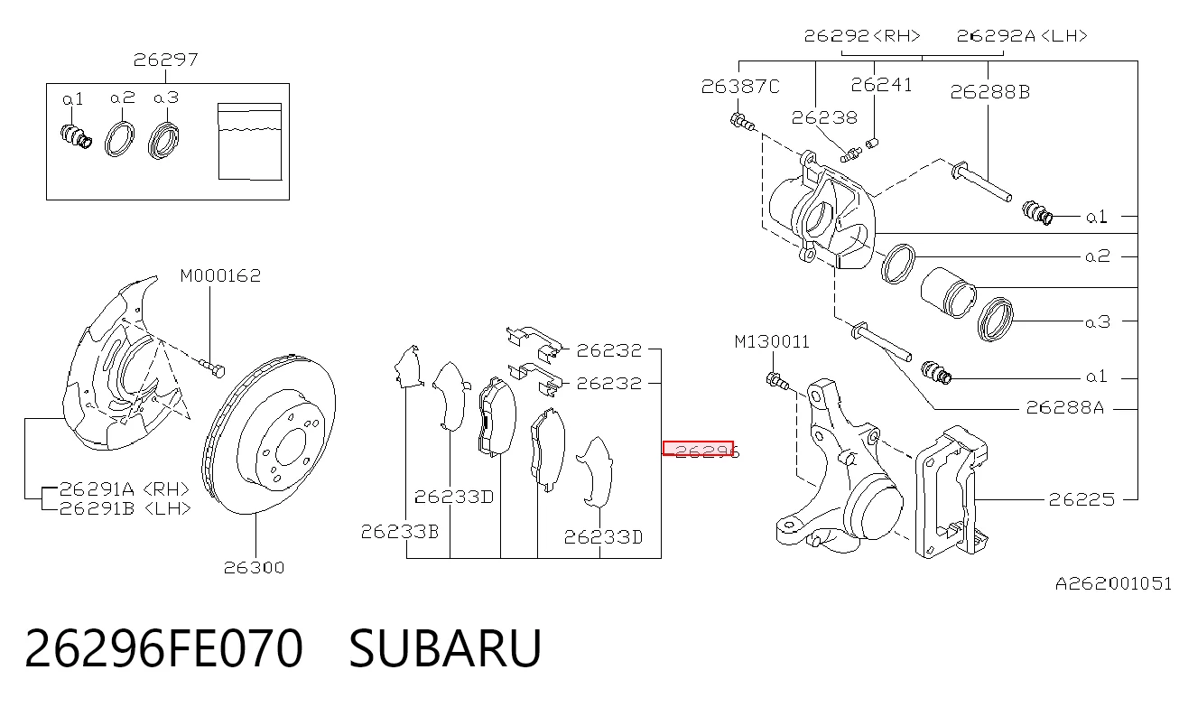 26296FE070 Subaru Передні гальмівні колодки