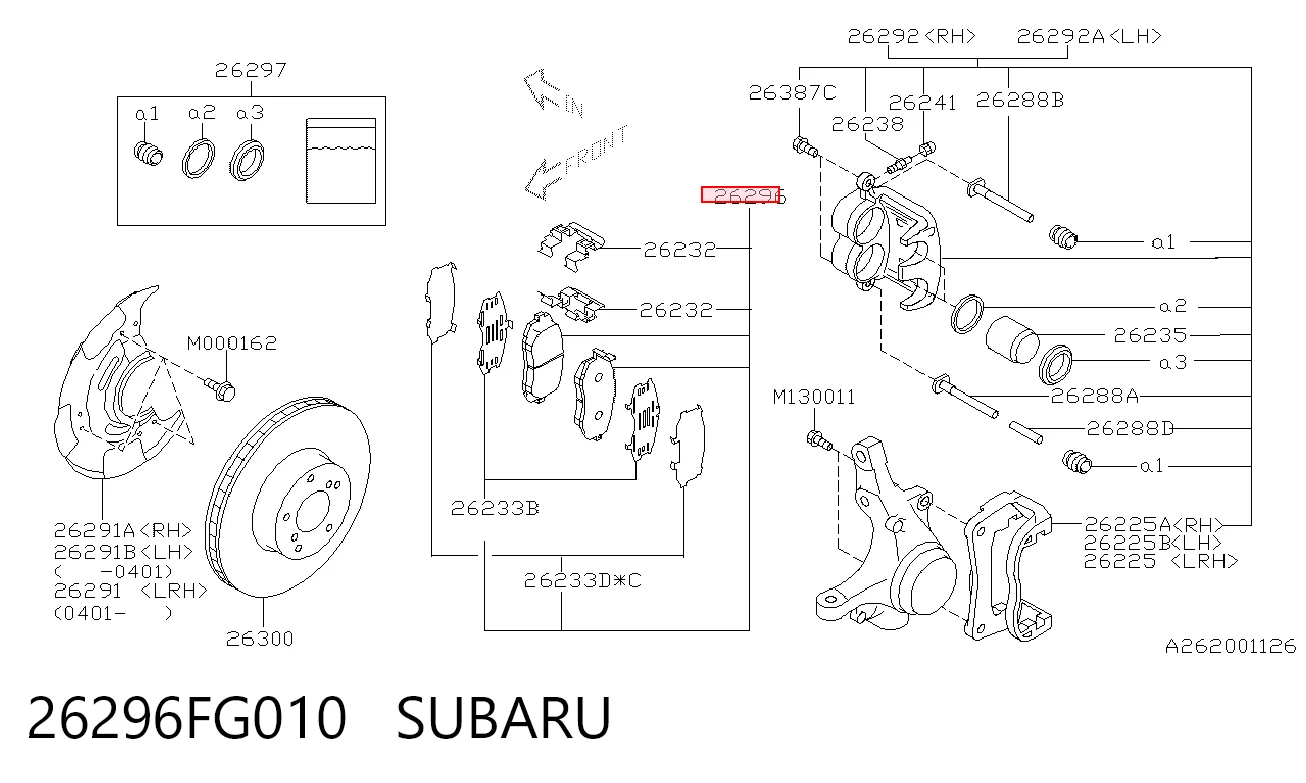 26296FG010 Subaru Передні гальмівні колодки