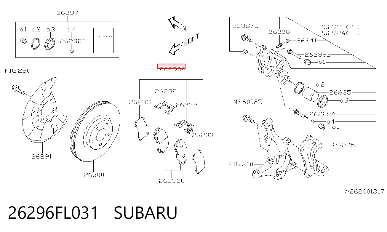26296FL031 Subaru Передні гальмівні колодки