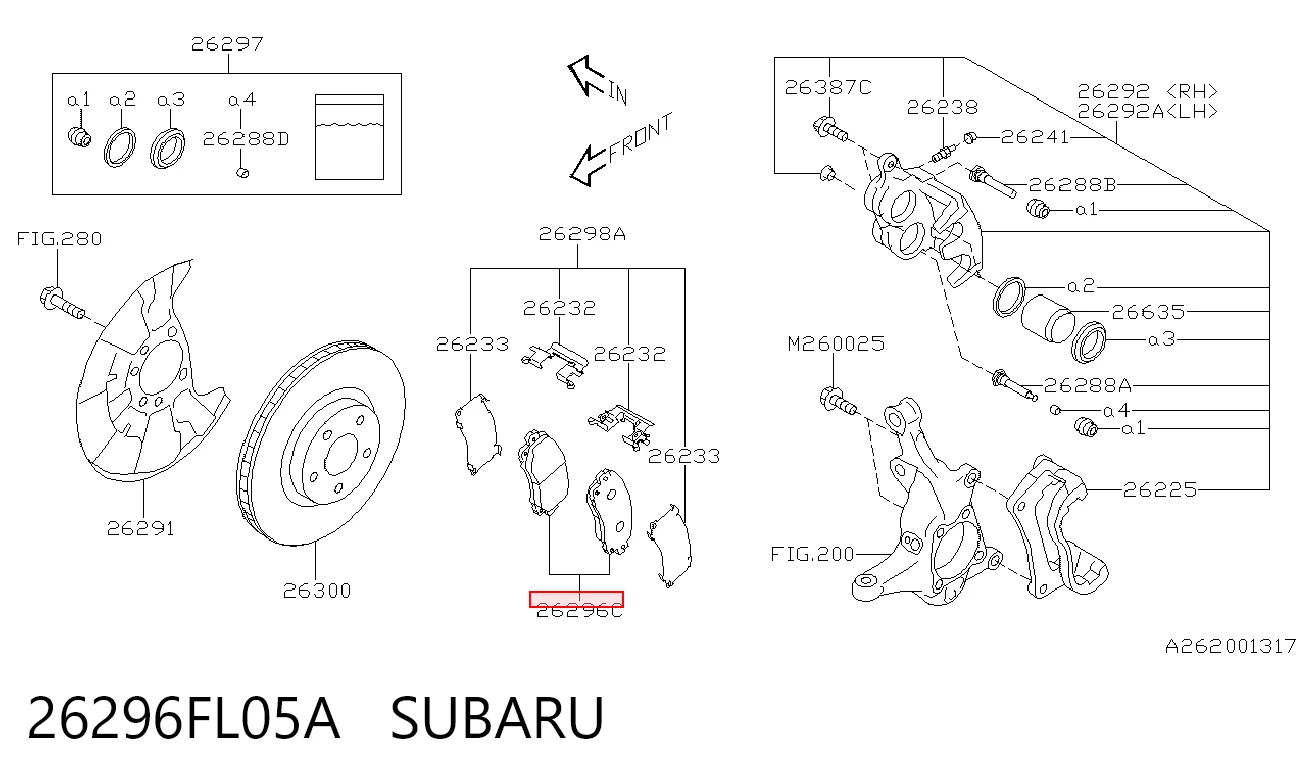 26296FL05A Subaru Передні гальмівні колодки