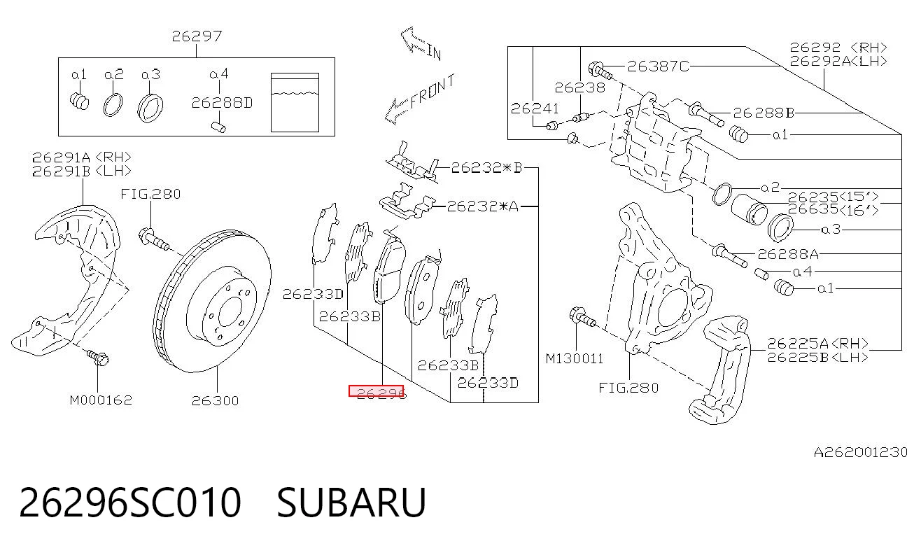 26296SC010 Subaru Передні гальмівні колодки