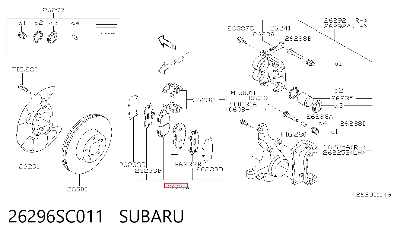 26296SC011 Subaru Передні гальмівні колодки