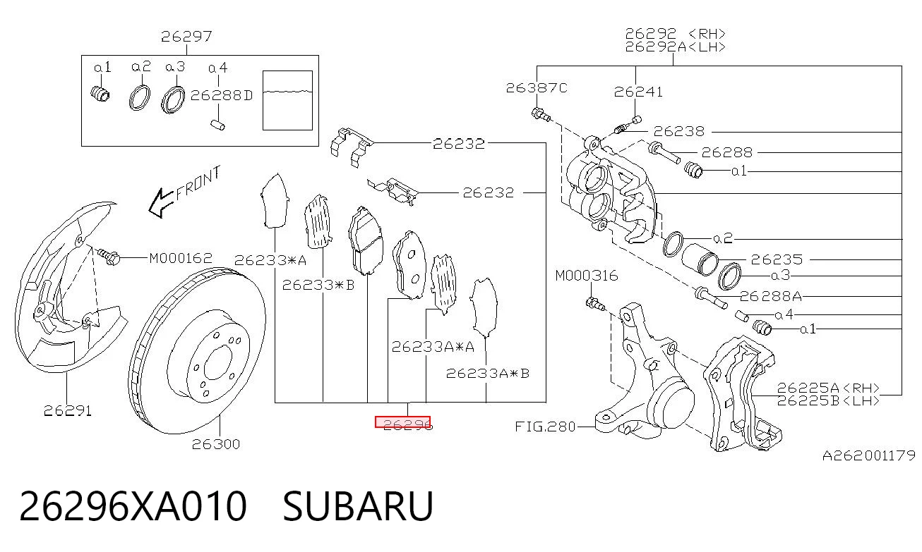 26296XA010 Subaru Передні гальмівні колодки