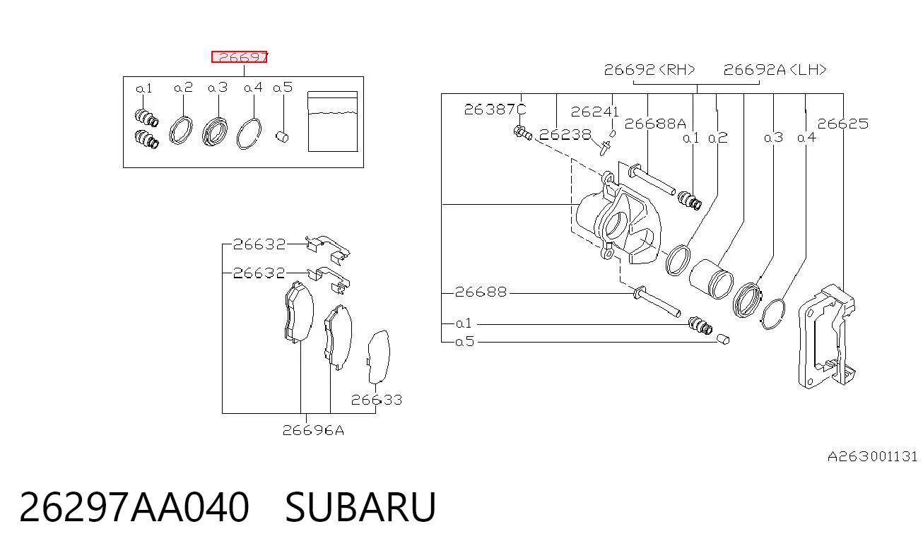 Ремкомплект супорту гальмівного заднього Subaru Legacy I седан (BC) (1989 - 1994) ціна, від 4.97 USD