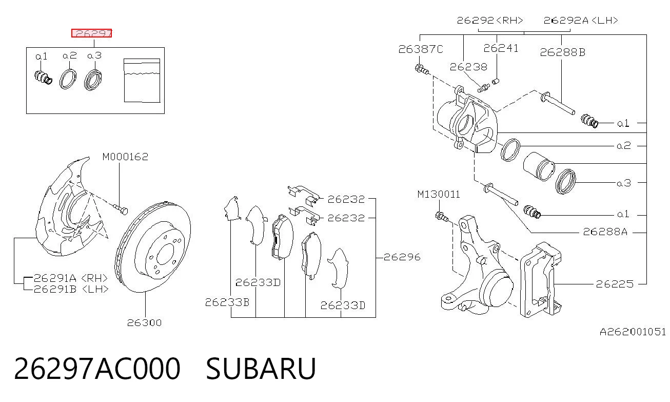 Купити Ремкомплект переднього супорту Subaru Legacy II BD, BG