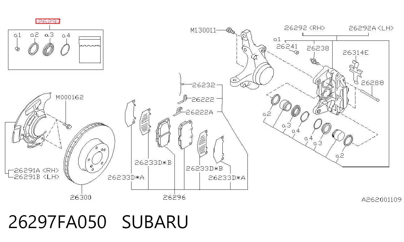 26297FA050 Subaru Ремкомплект гальмівної системи