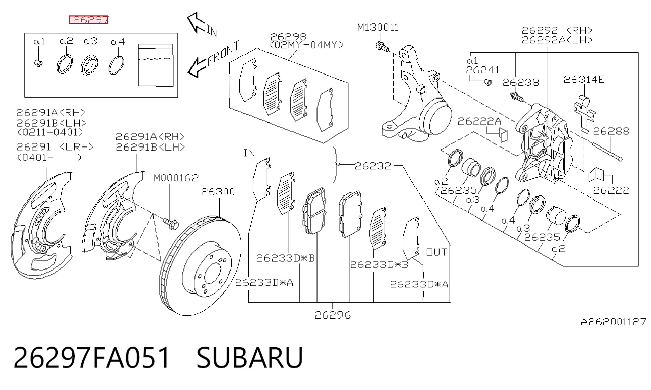 26297FA051 Subaru Ремкомплект гальмівної системи