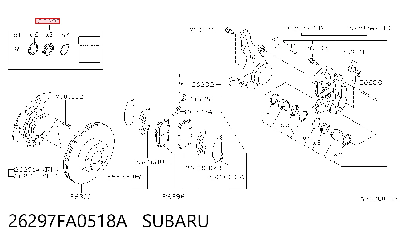 26297FA0518A Subaru Ремкомплект гальмівної системи