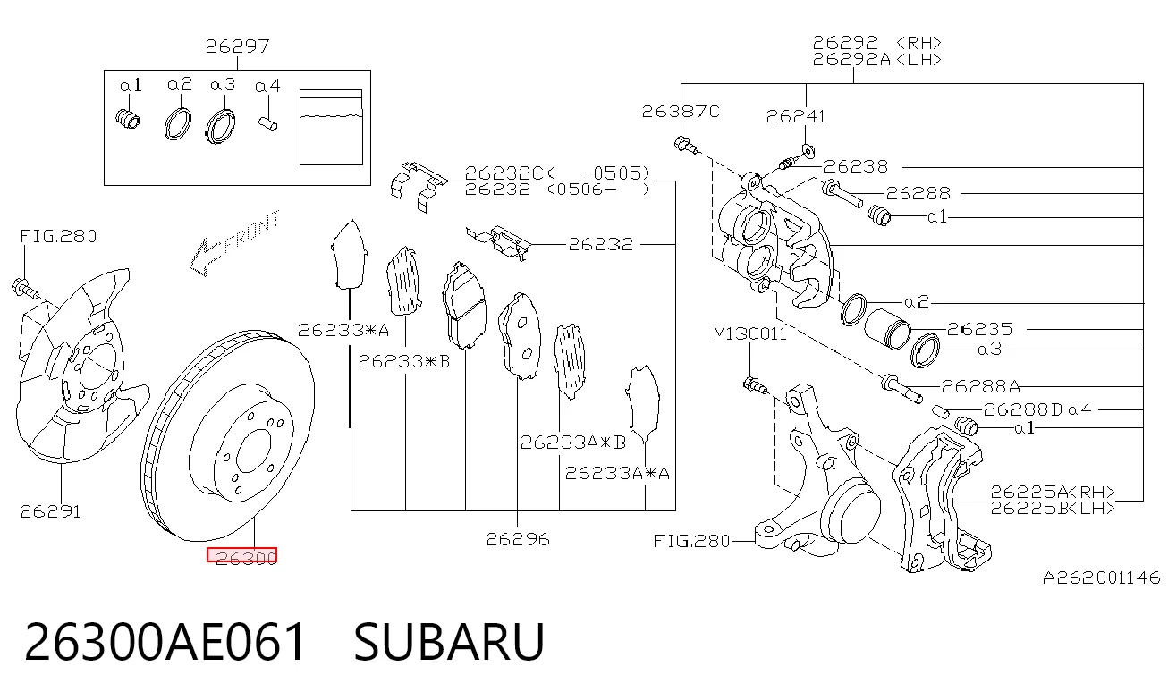 26300AE061 Subaru Гальмо дискове переднє