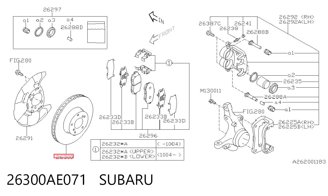 26300AE071 Subaru Гальмо дискове переднє