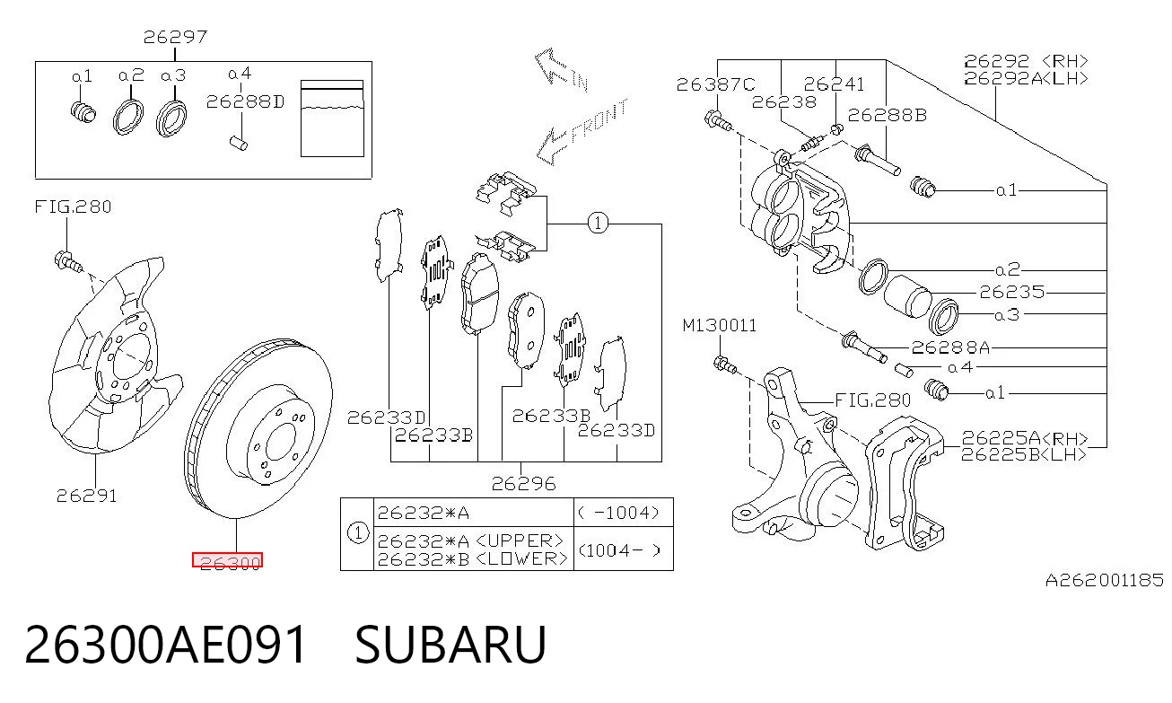 26300AE091 Subaru Гальмо дискове переднє