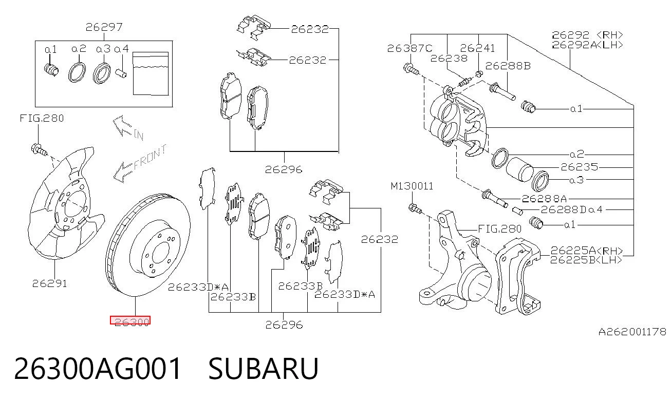26300AG001 Subaru Гальмо дискове переднє