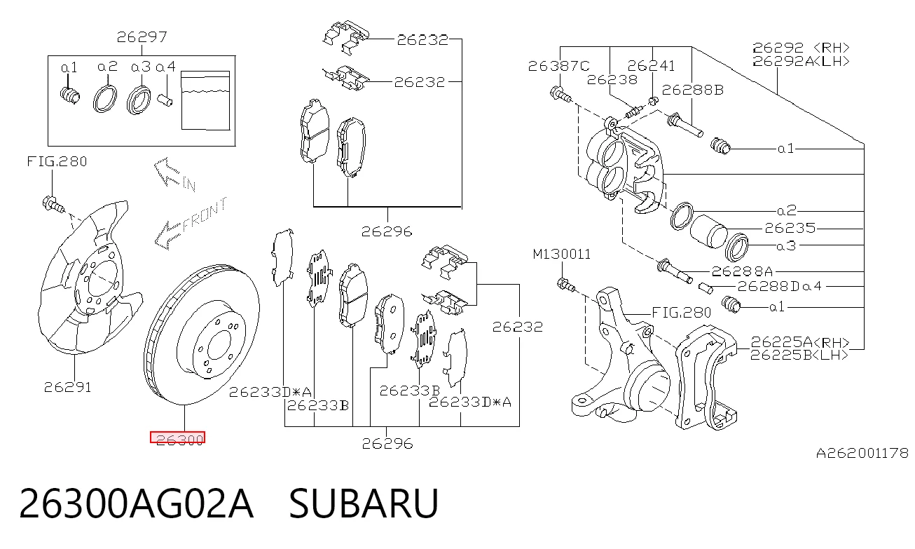 26300AG02A Subaru Гальмо дискове переднє
