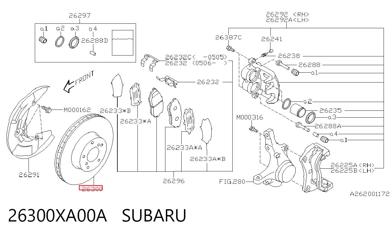 26300XA00A Subaru Гальмо дискове переднє