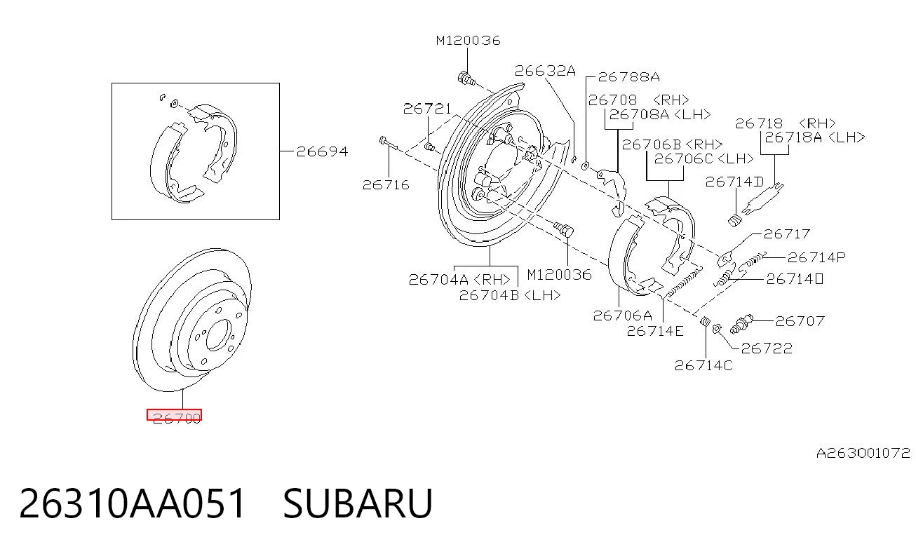 26310AA051 Subaru Дискові гальма