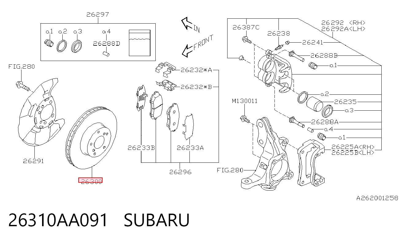 26310AA091 Subaru Гальмо дискове переднє