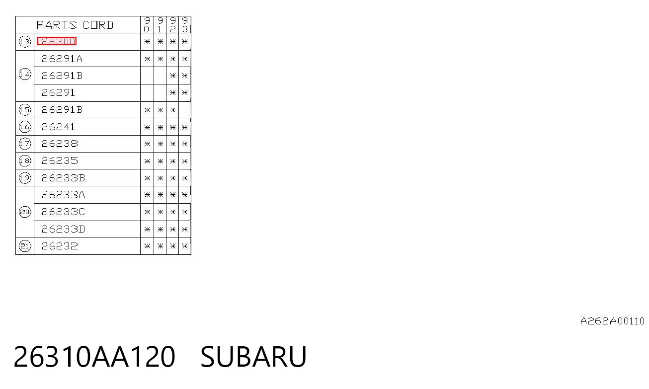 26310AA120 Subaru Гальмо дискове переднє