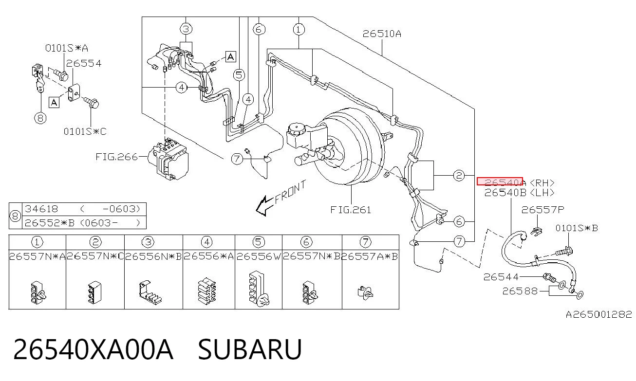 26540XA00A Subaru Шланг гальмівний передній, правий