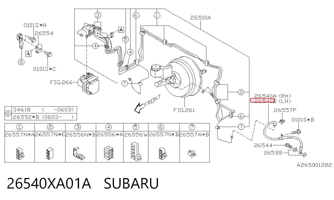 26540XA01A Subaru Шланг гальмівний передній, лівий