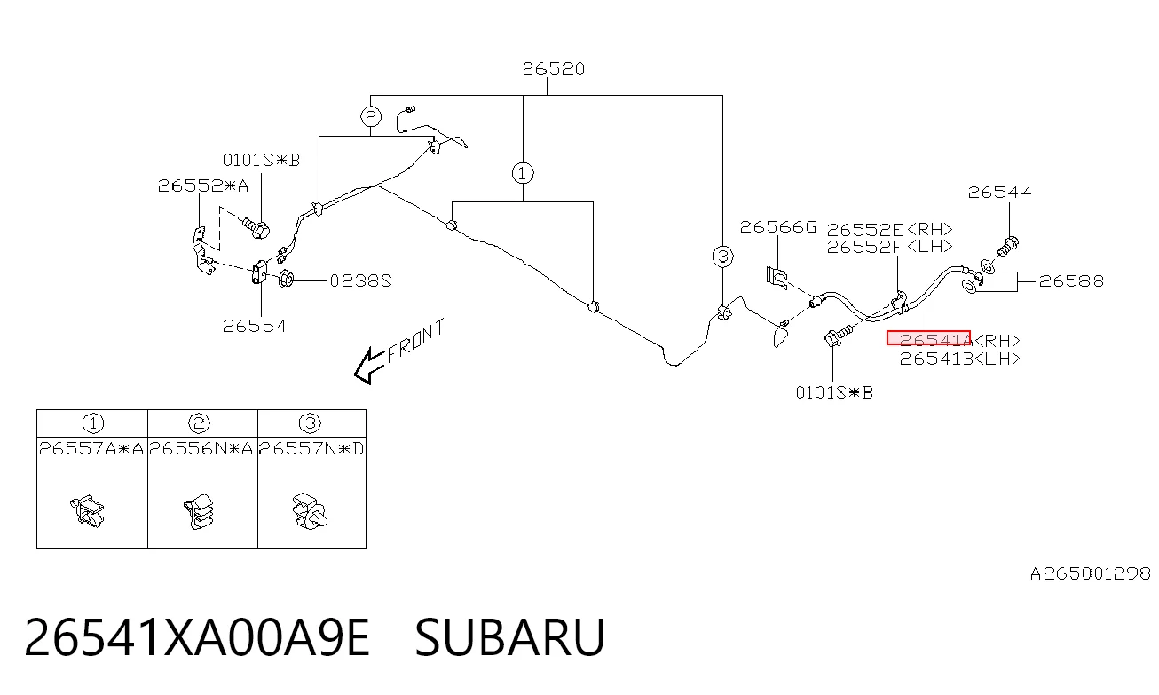 26541XA00A9E Subaru Шланг гальмівний задній, правий