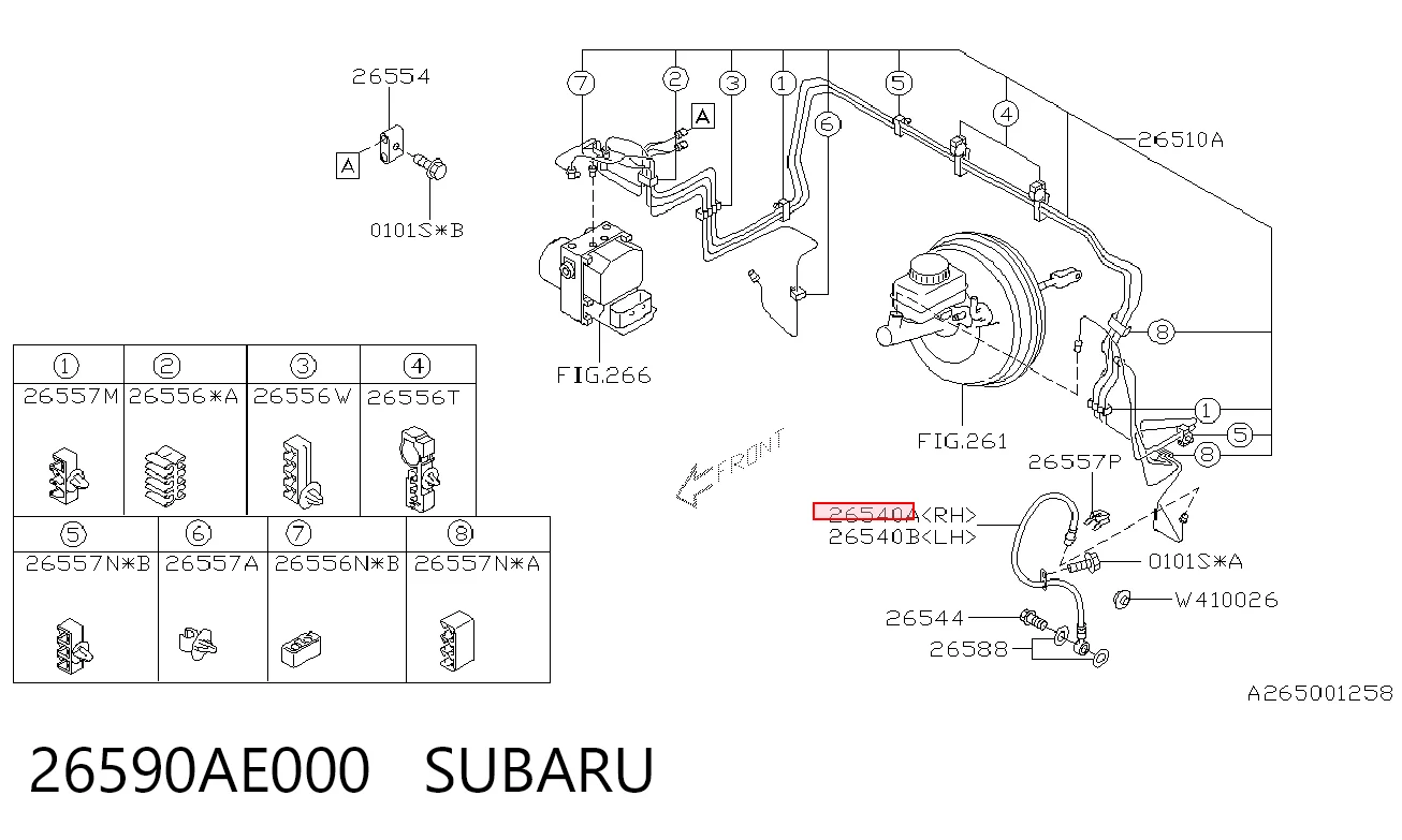 26590AE000 Subaru Шланг гальмівний передній, правий