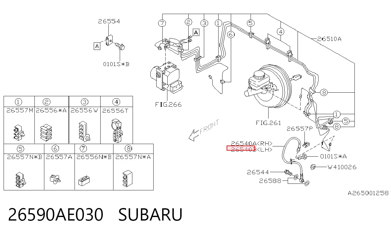 26590AE030 Subaru Шланг гальмівний передній, лівий
