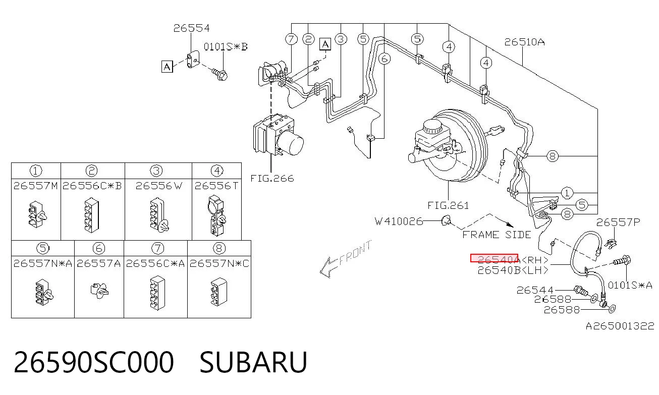 26590SC000 Subaru Шланг гальмівний передній, правий