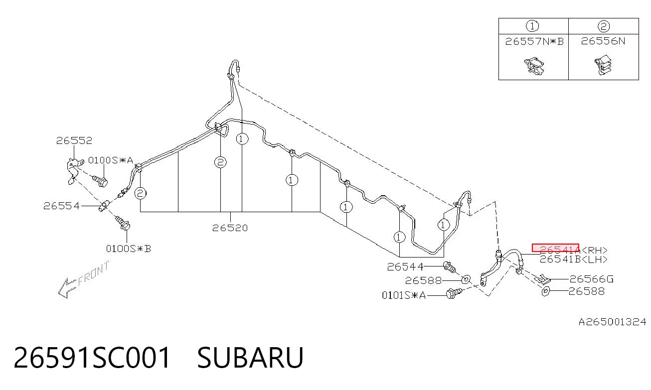 26591SC001 Subaru Шланг гальмівний задній, правий