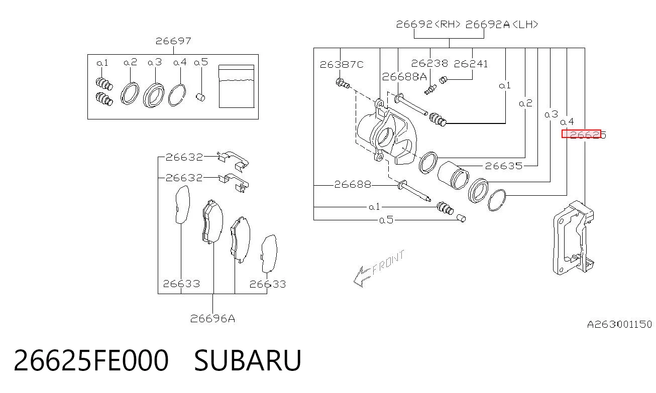 26625FE000 Subaru Скоба гальмівного заднього супорта