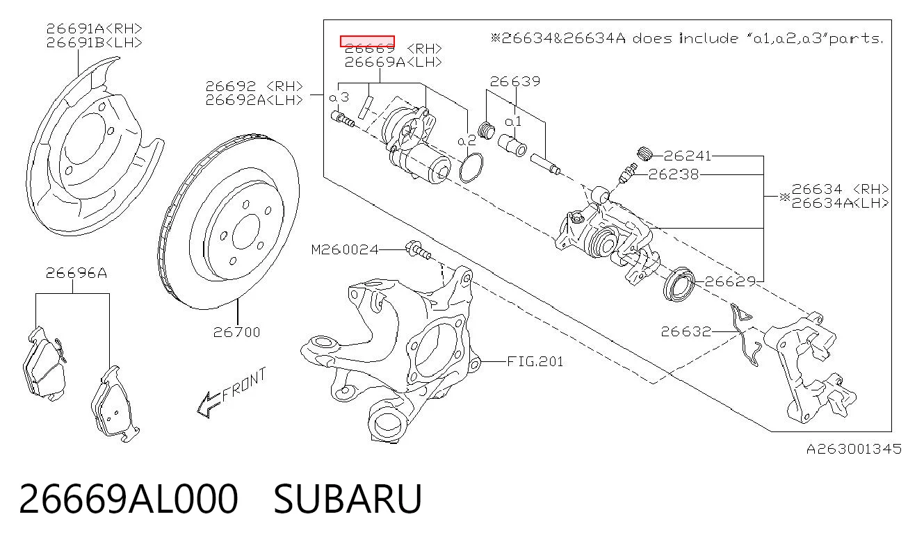 26669AL000 Subaru Мотор приводу гальмівного супорта заднього стояночної системи