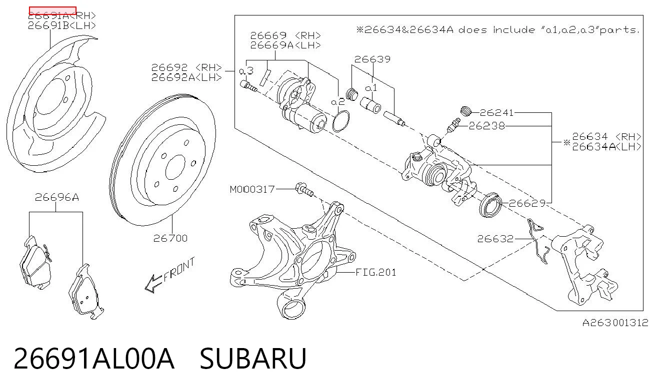 26691AL00A Subaru Захист гальмівного диска заднього, правого