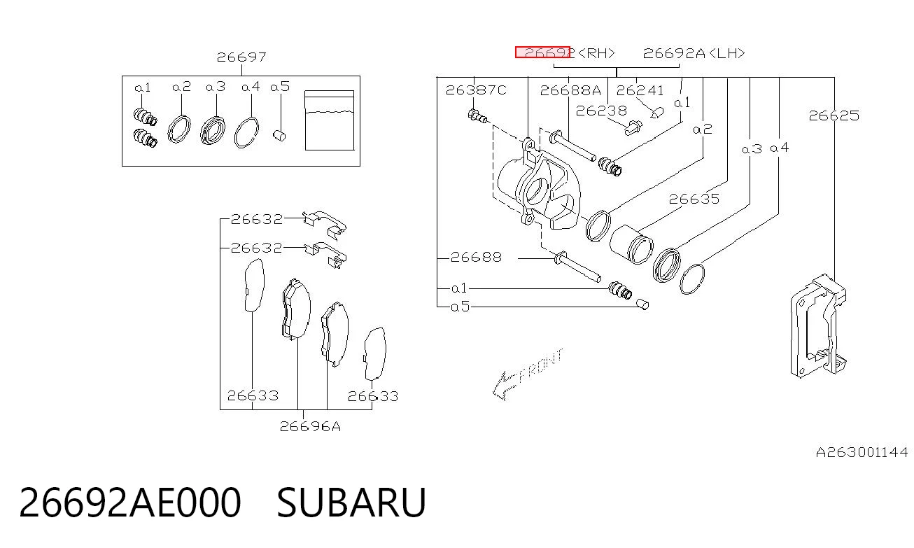 26692AE000 Subaru Супорт гальмівний задній правий