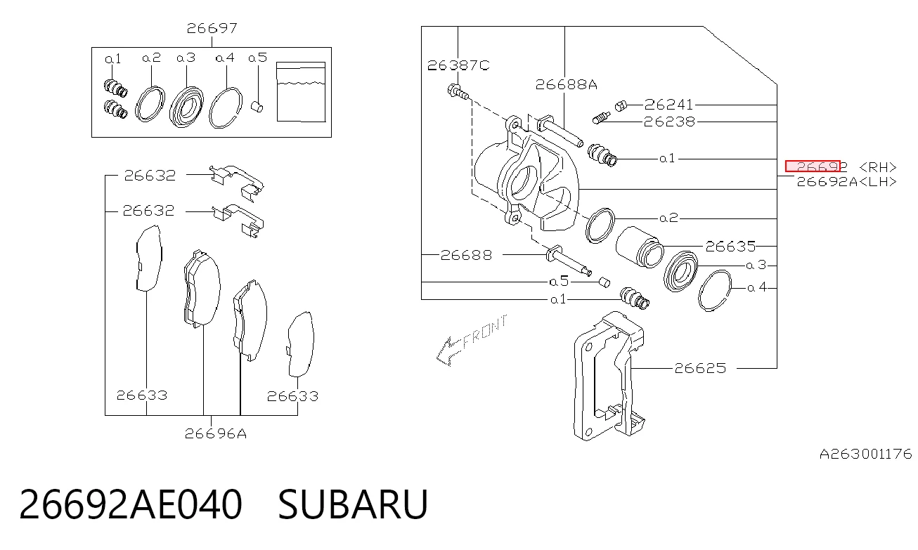 26692AE040 Subaru Супорт гальмівний задній правий