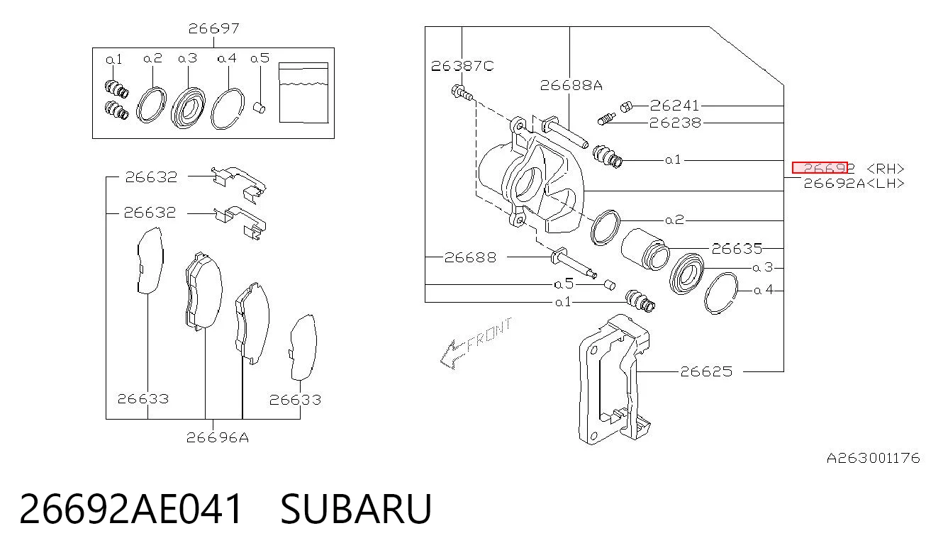 26692AE041 Subaru Супорт гальмівний задній правий