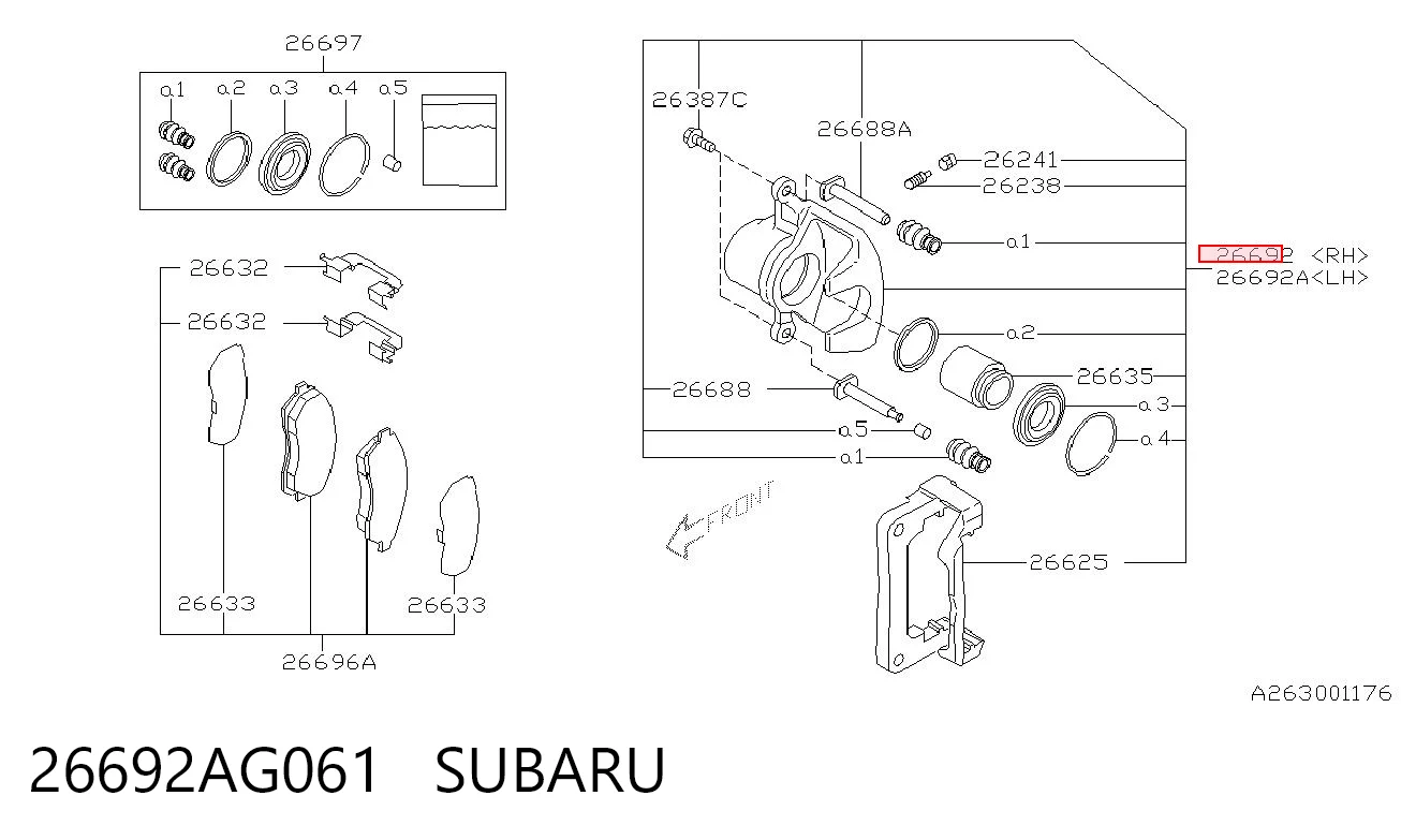 26692AG061 Subaru Супорт гальмівний задній правий