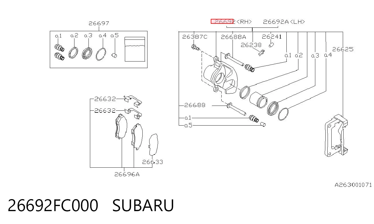 26692FC000 Subaru Супорт гальмівний задній правий
